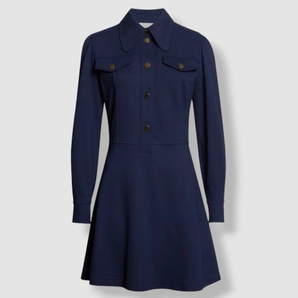 See by Chloé Blue Collared Button Front Shirt Dress Sz S